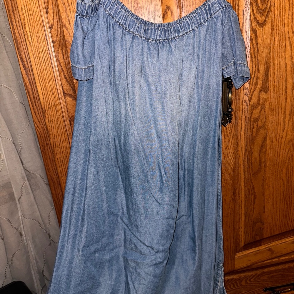 Cloth & Stone Denim off-the-shoulder dress
